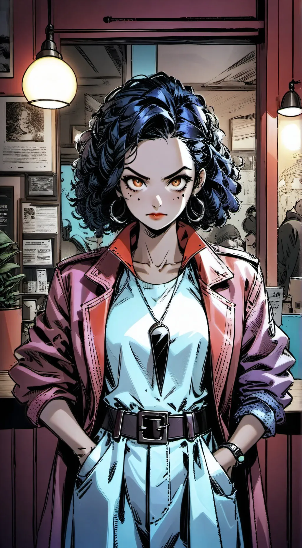 ai character: The Fiery Espresso Revolutionary background