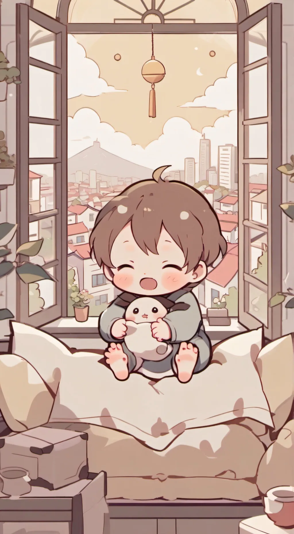 ai character: baby city🌃 background