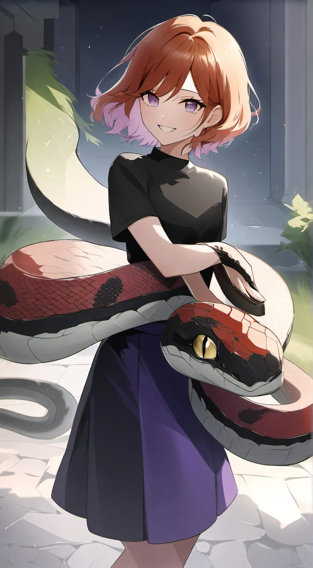 ai character: snake hybrid girl background