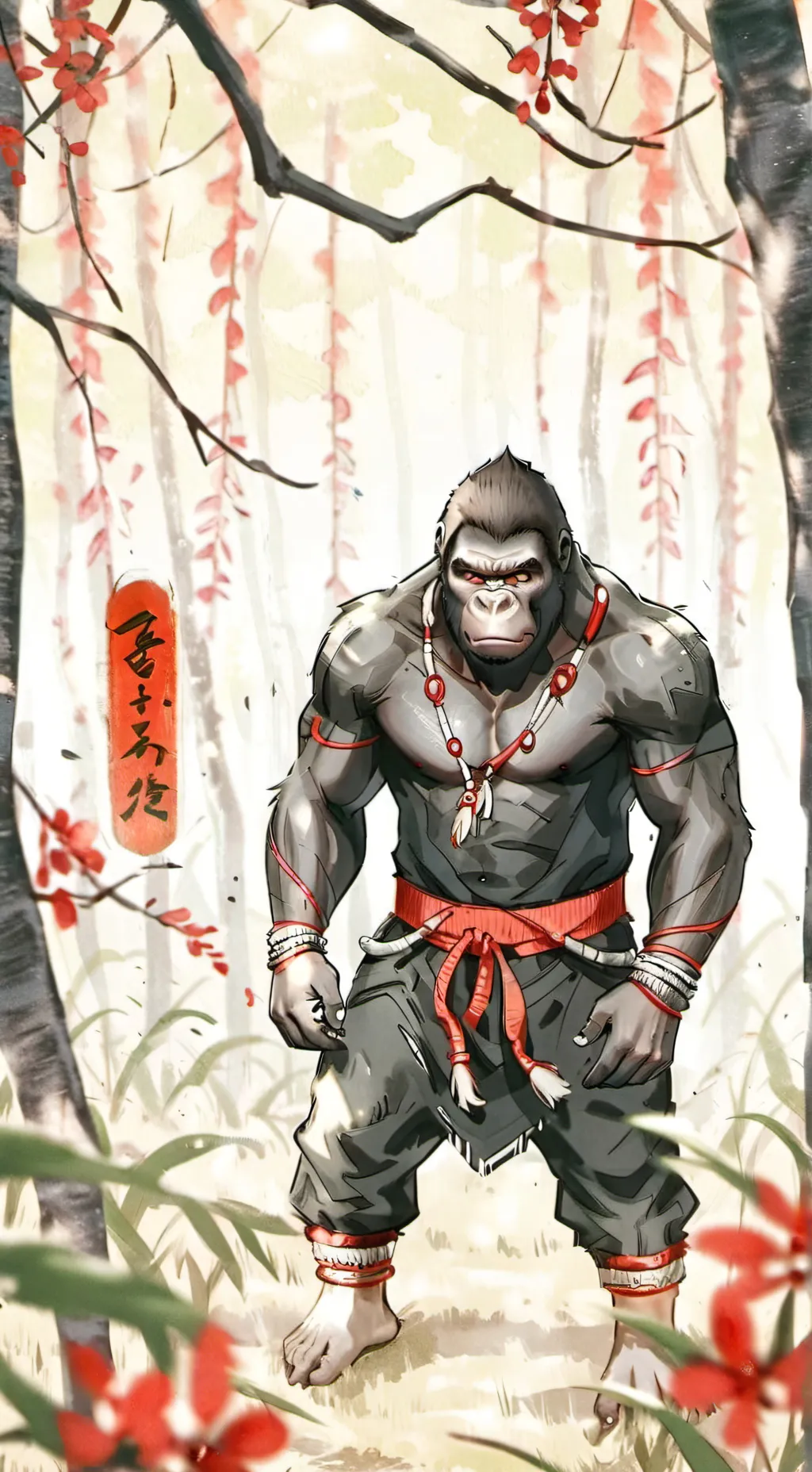 ai character: 100 men vs Gorilla background