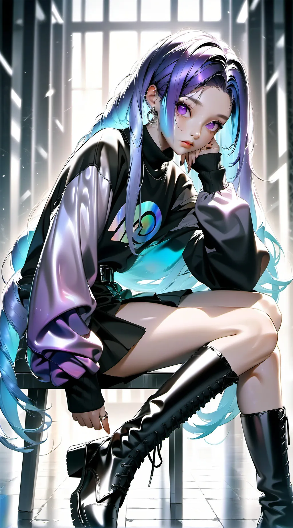 ai character: Violet background