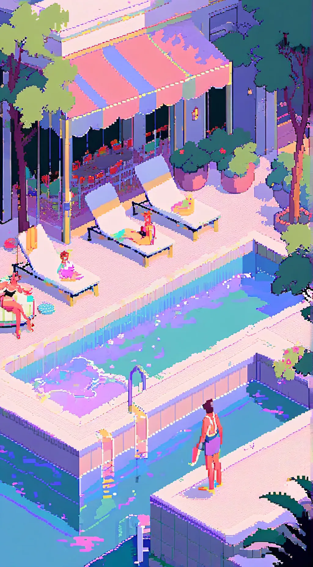 ai character: Gtag pool party! background