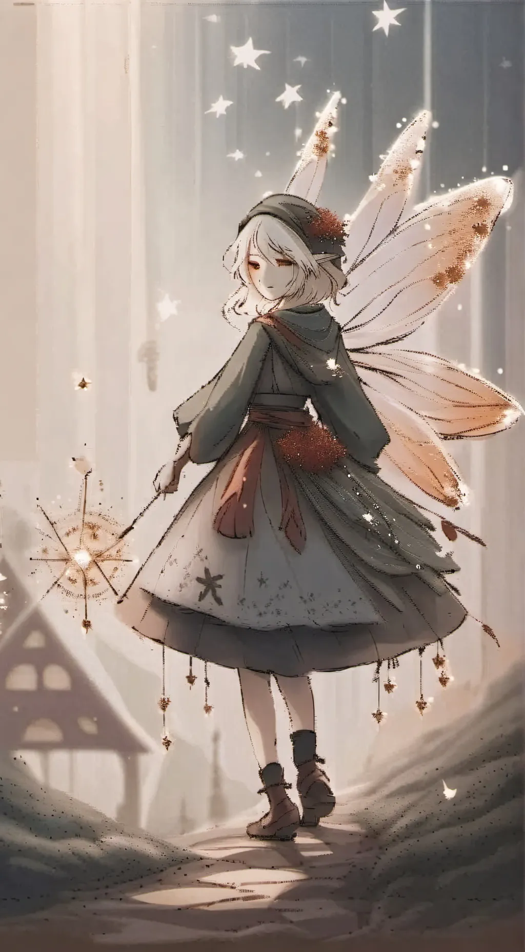 ai character: . a fairy background
