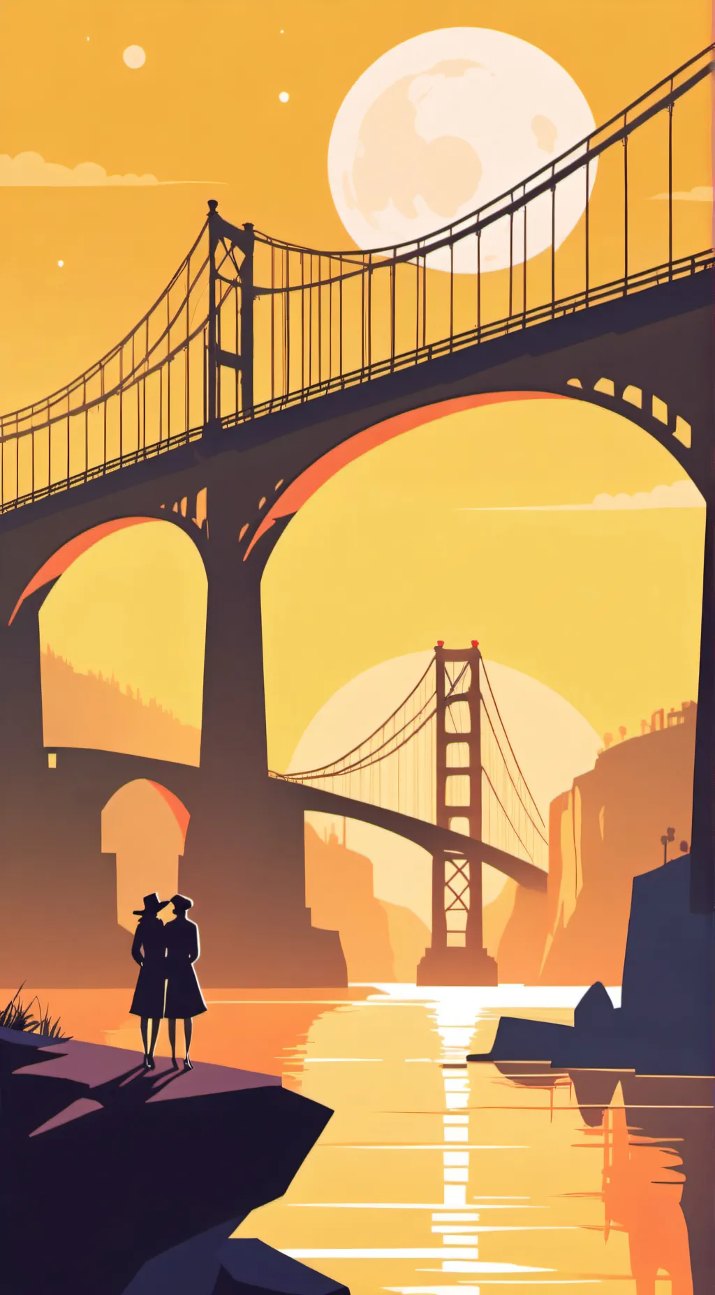 ai character: Over Bridge background