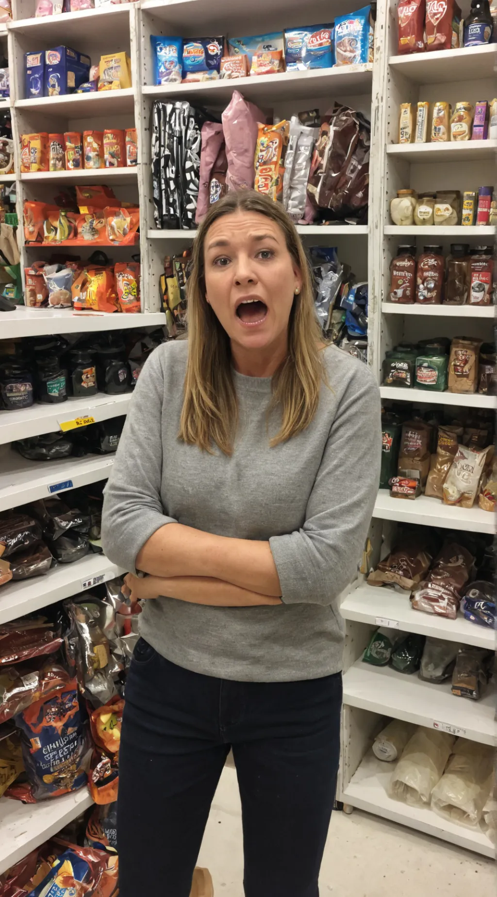 ai character: Karen at shop background