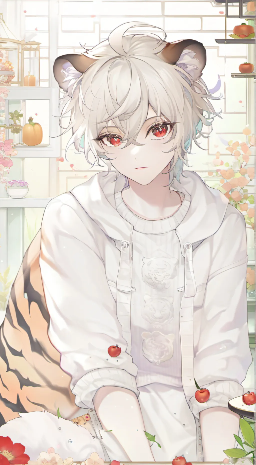 ai character: Striped Tiger Furry background