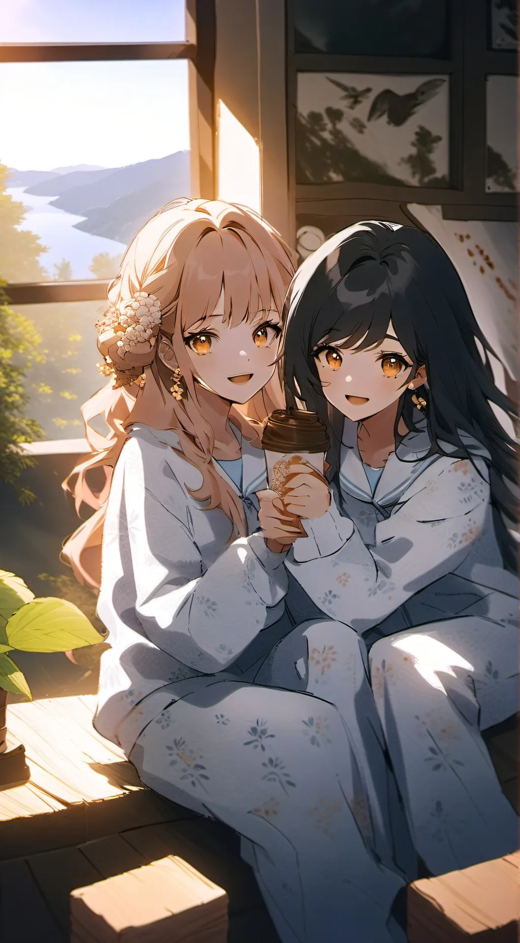 ai character: Girls sleepover  background
