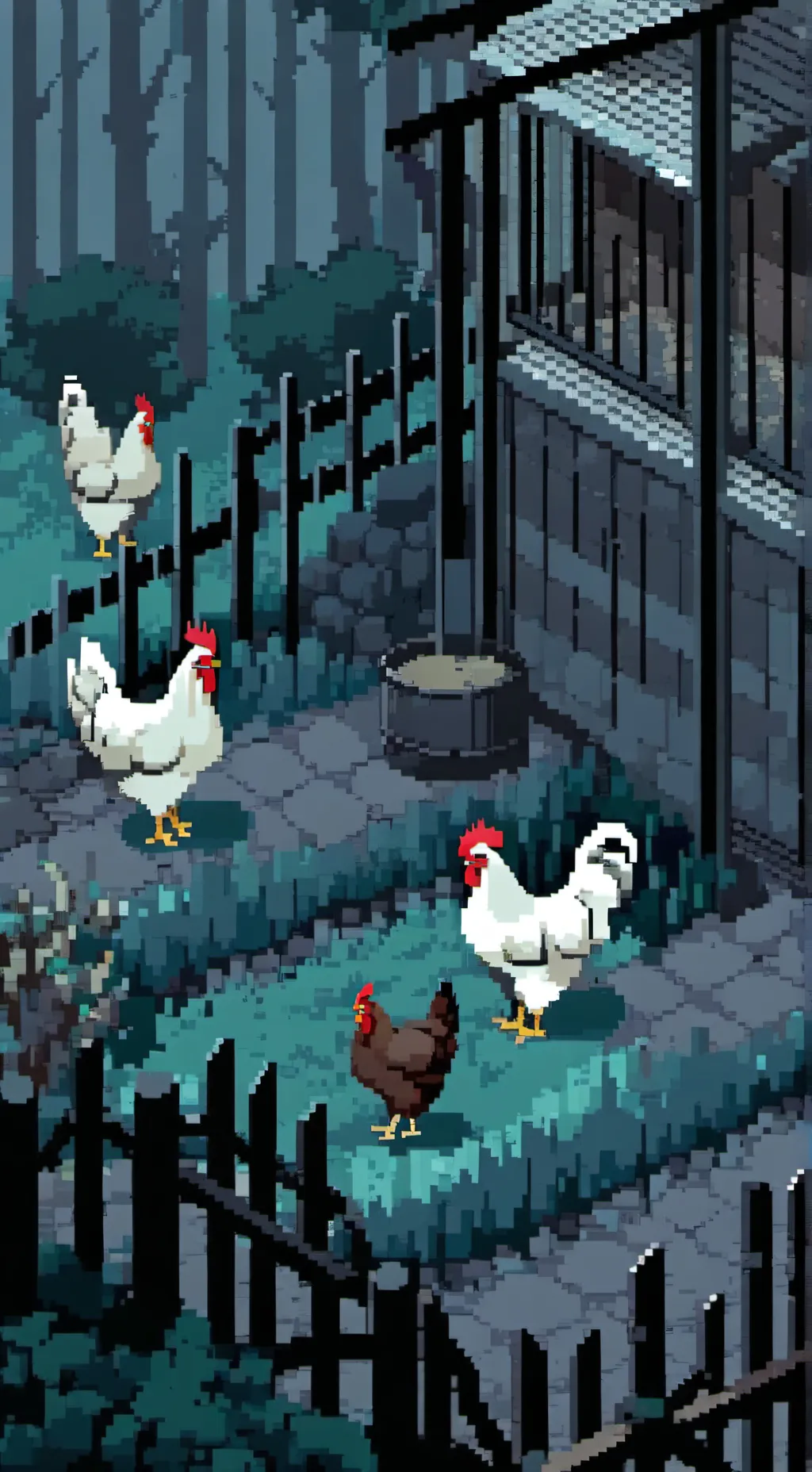 ai character: Builder chickens background
