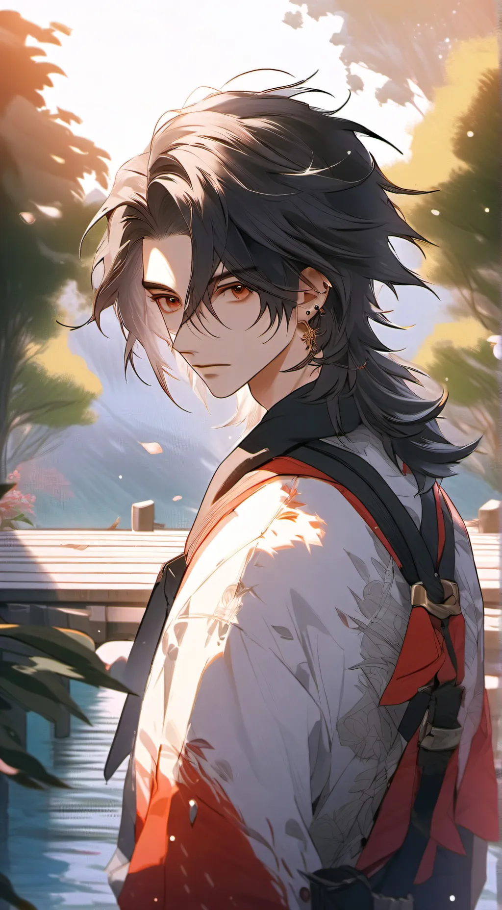 ai character: Ninomori  background