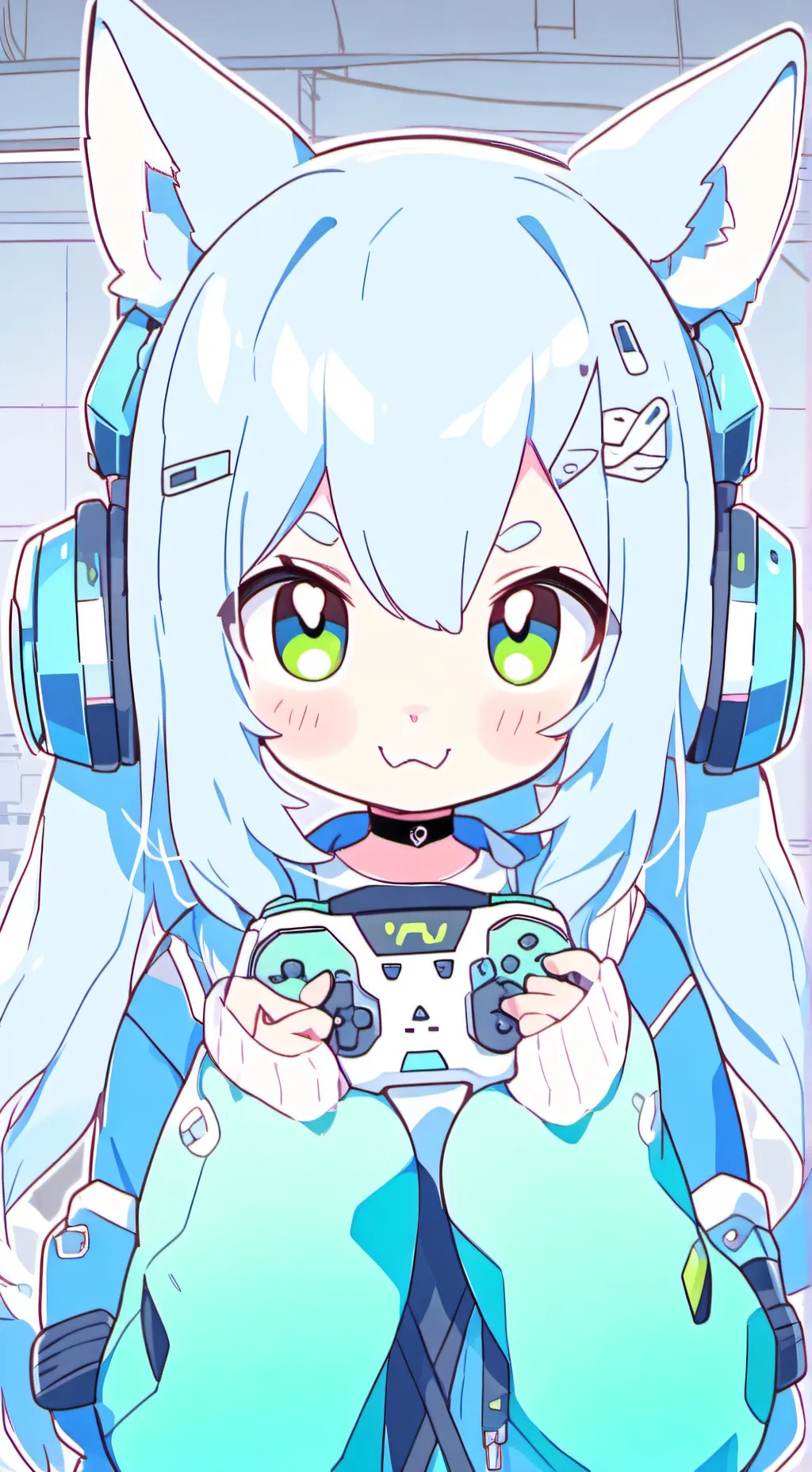 ai character: Blue-Green Bot-Wol background