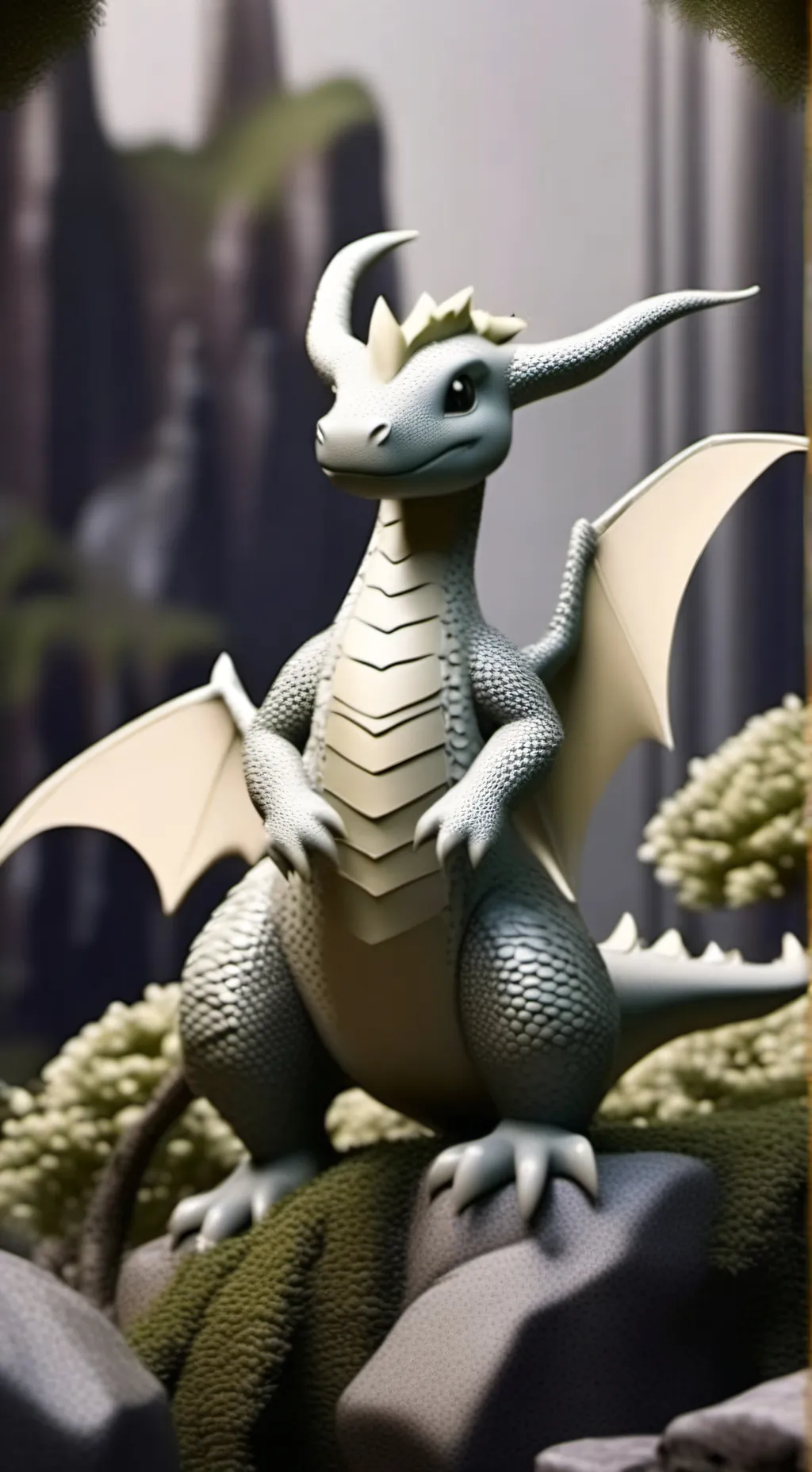 ai character: dragon fog background