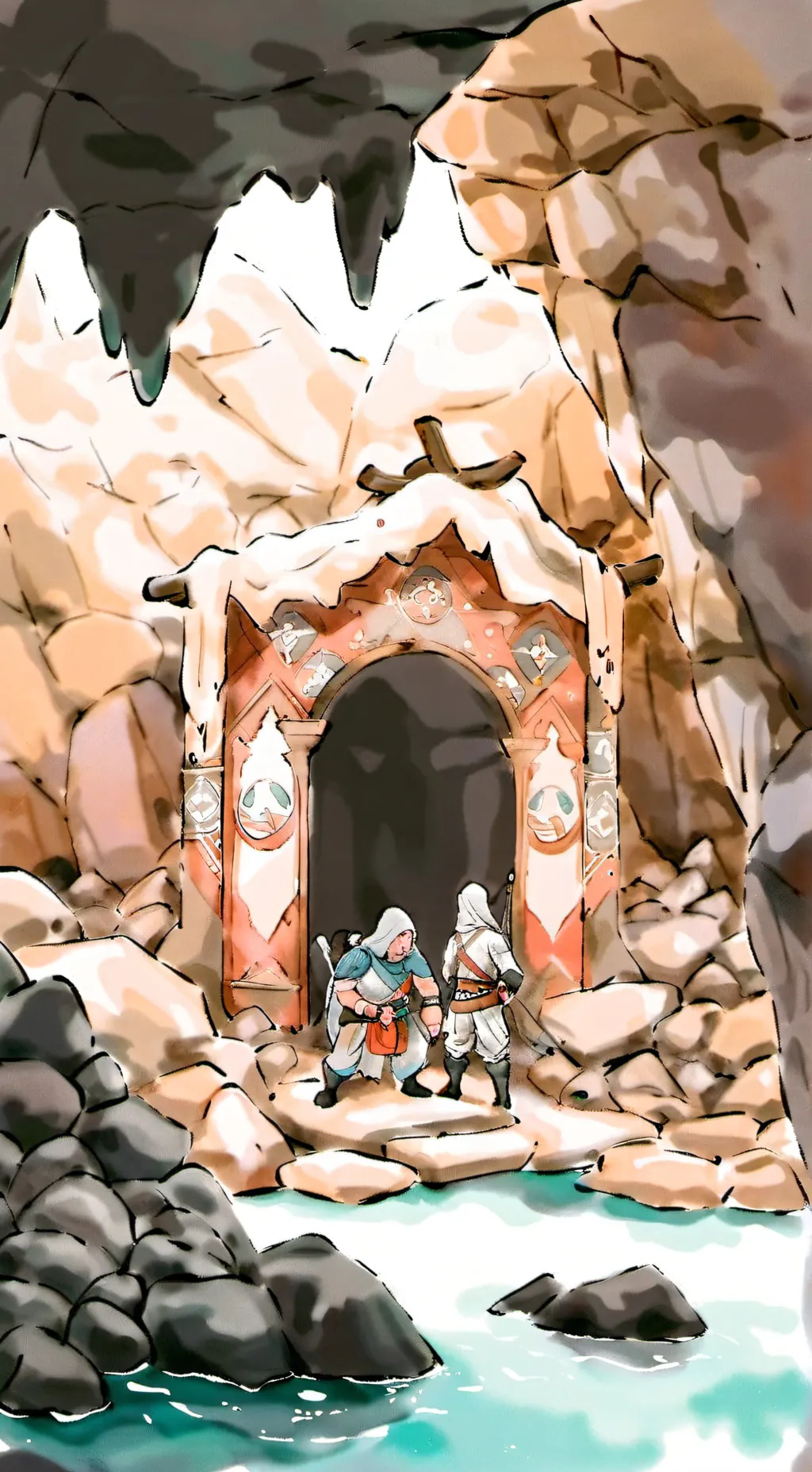 ai character: cave mining background