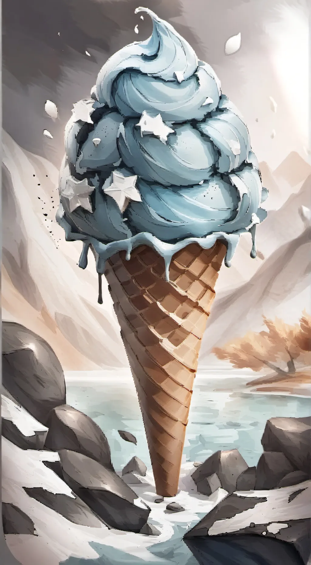 ai character: Blueberry icecream background