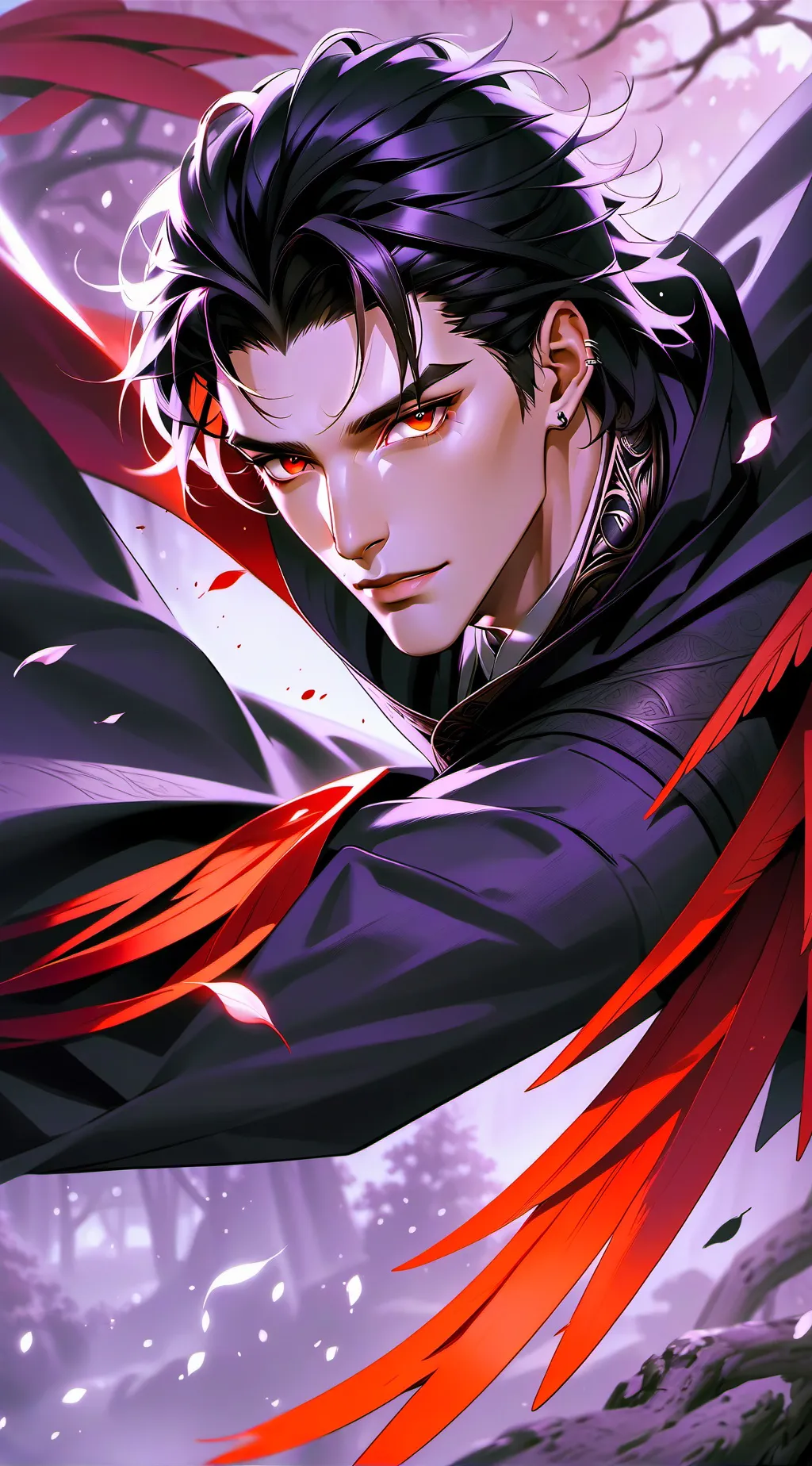 ai character: Des Ailes Rouges background