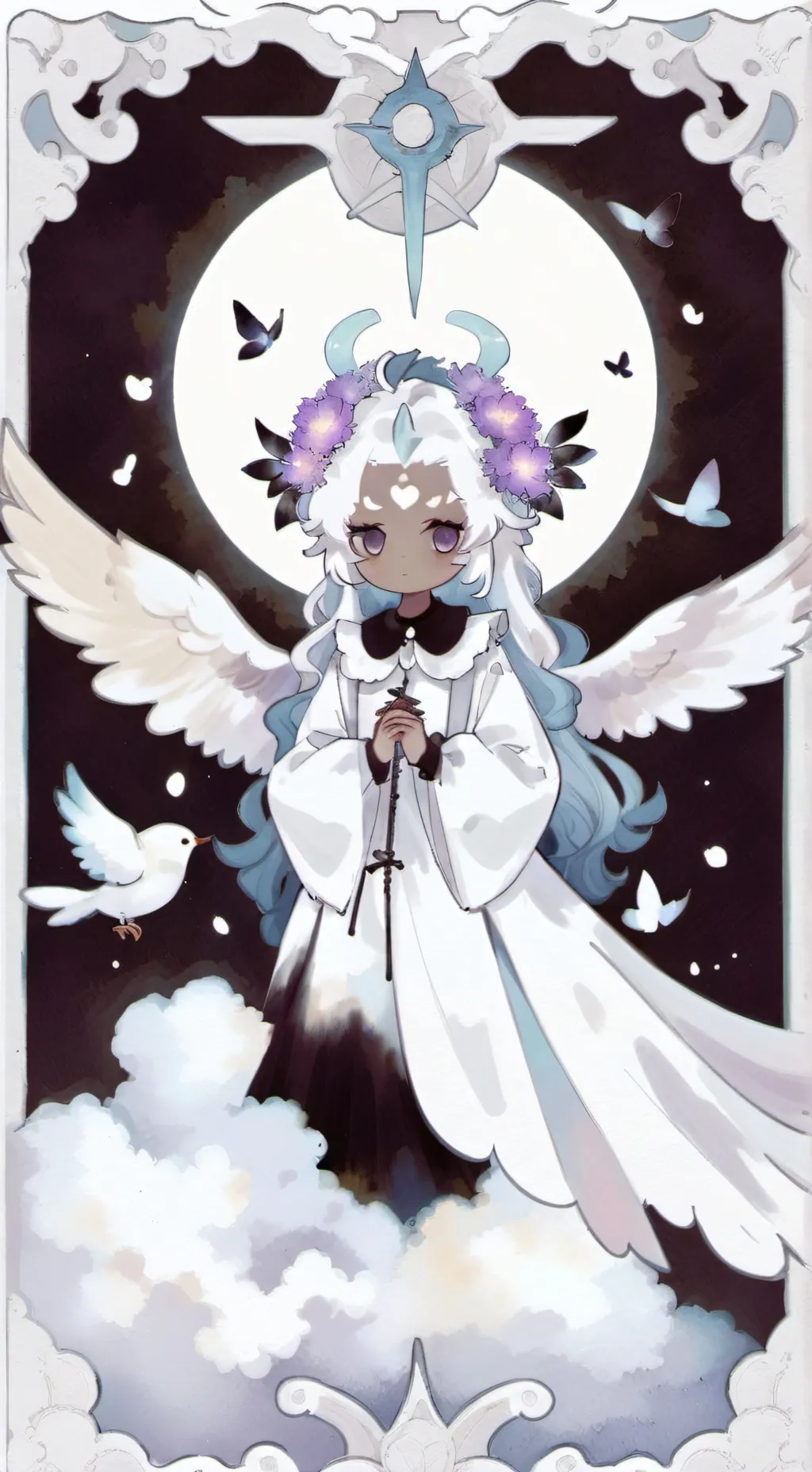 ai character: White Lily cookie background