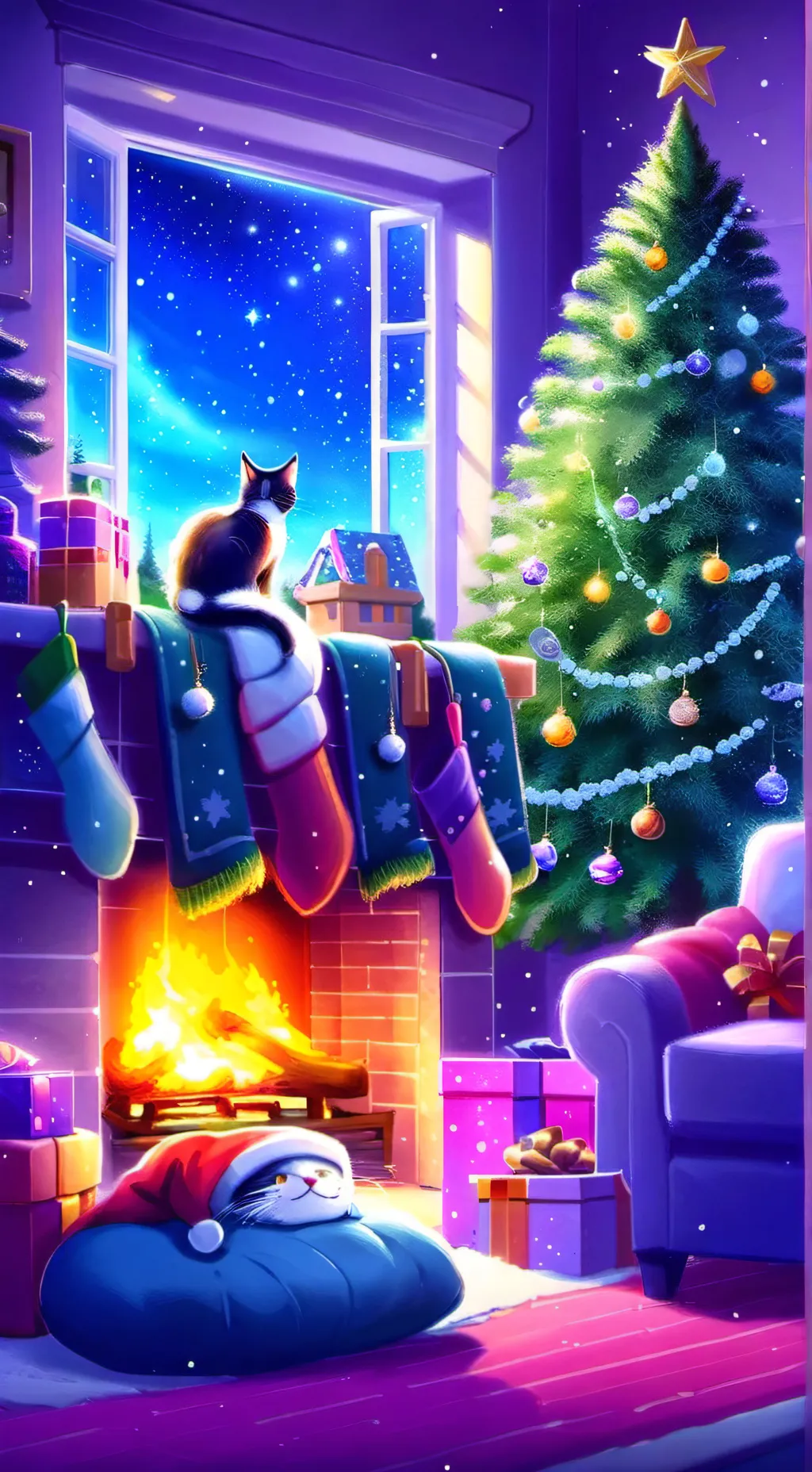 ai character: mha Christmas  background