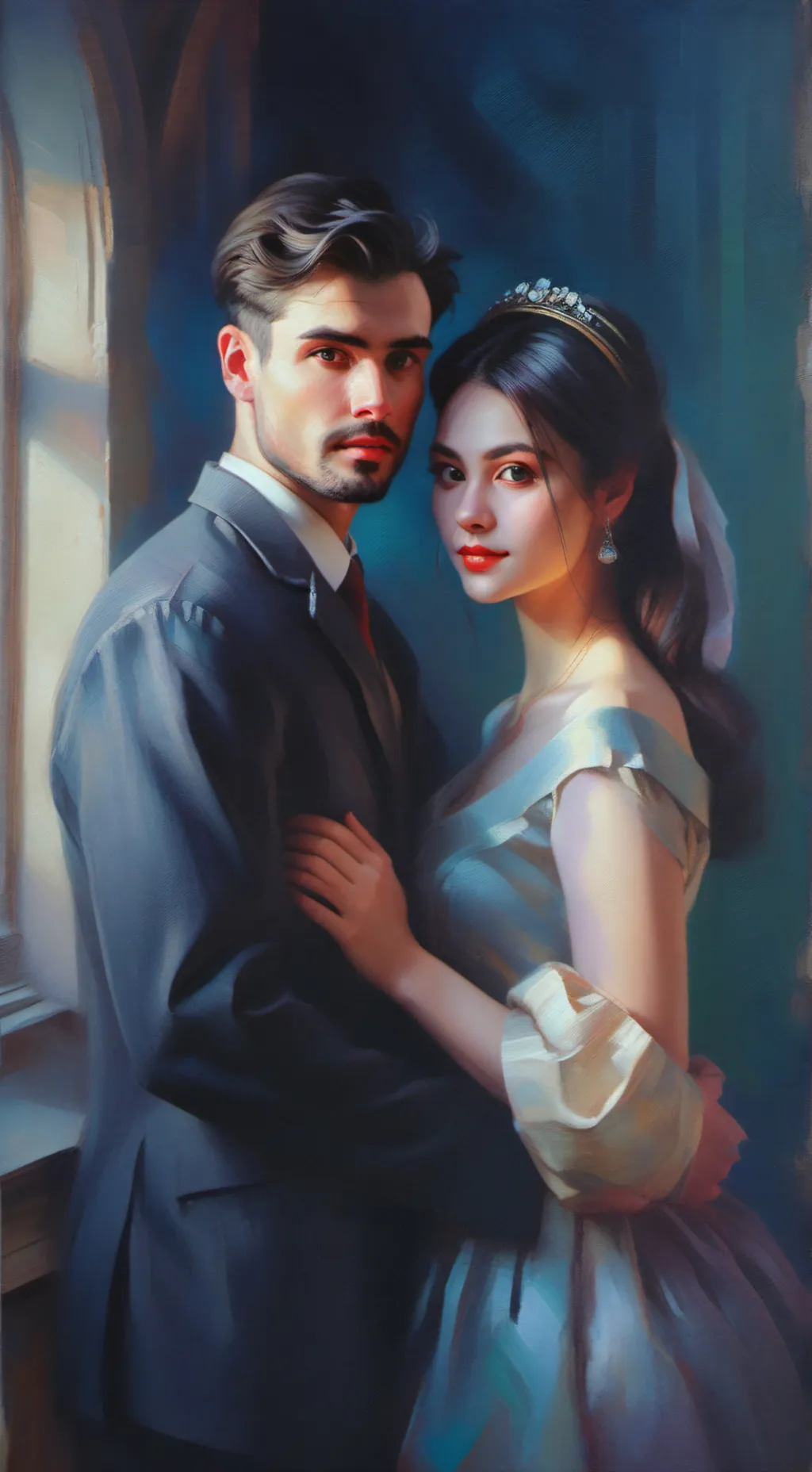 ai character: axel and Sarah  background