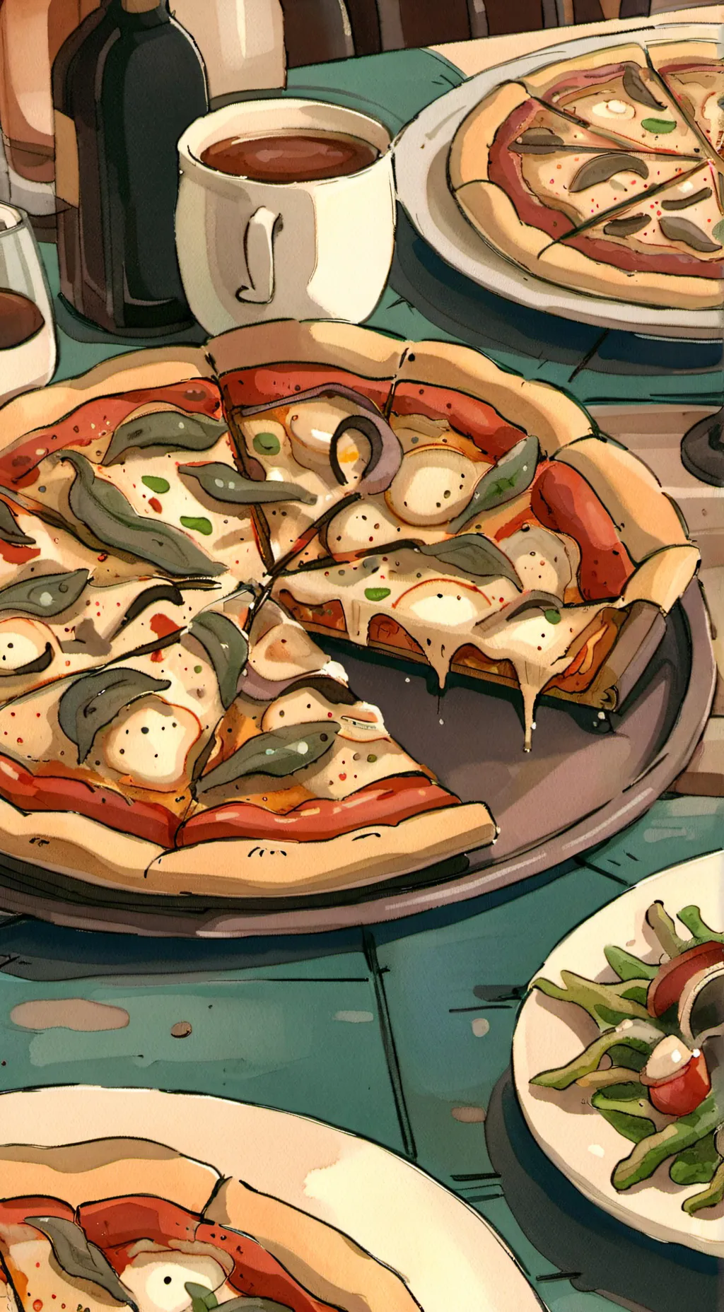 ai character: pizza background