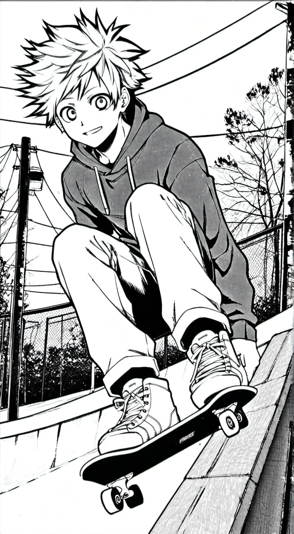 ai character: MHA skatepark background