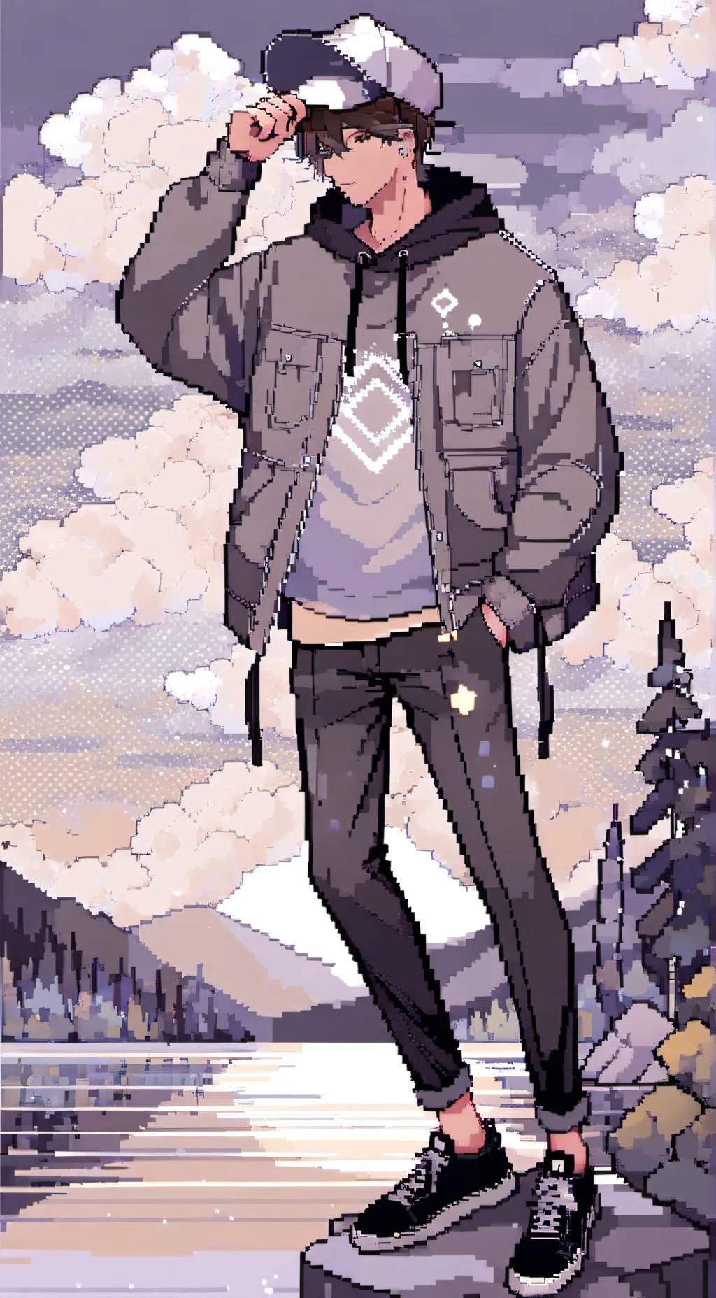ai character: clukr from sprunki background