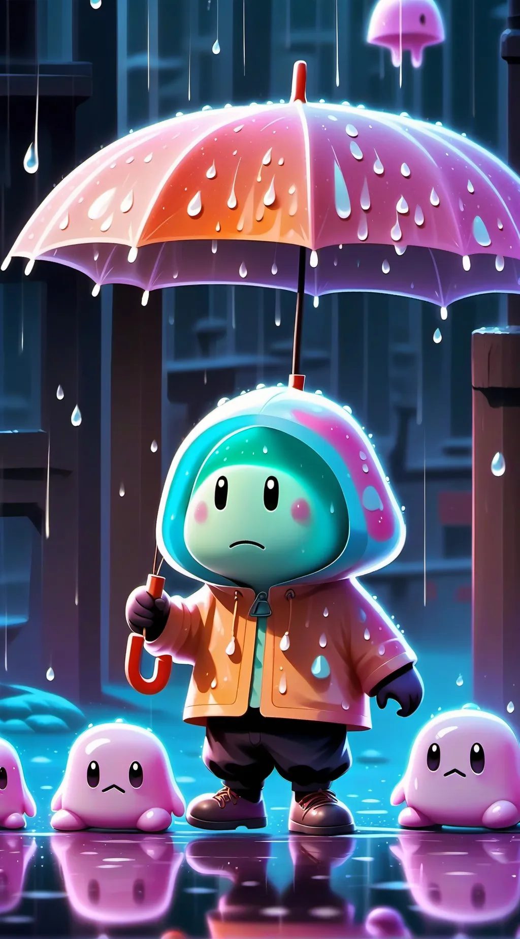 ai character: green blobs family background