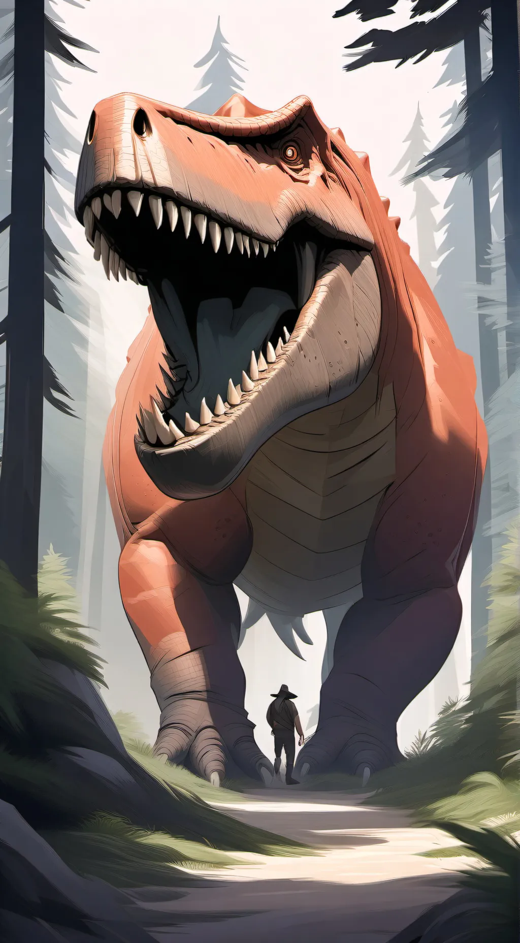 ai character: Rexy vs grug background
