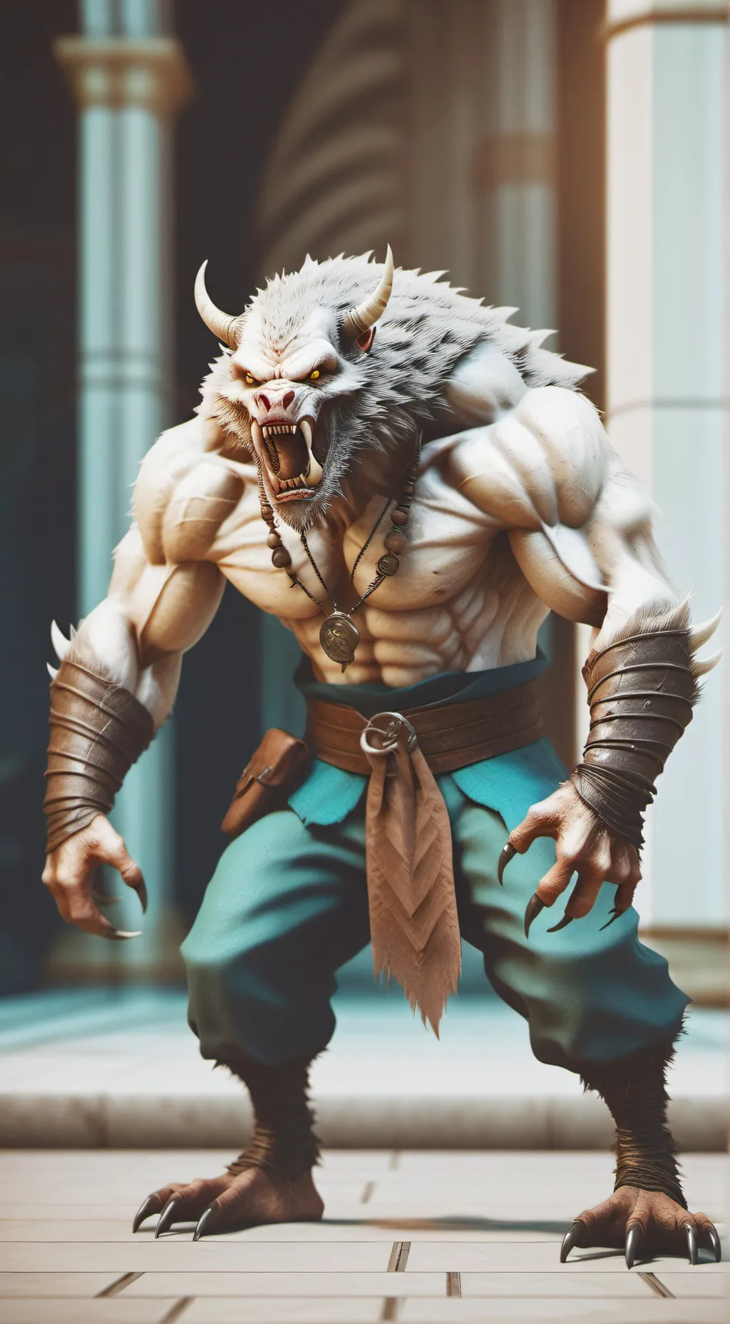 ai character: a werewolf demon. background