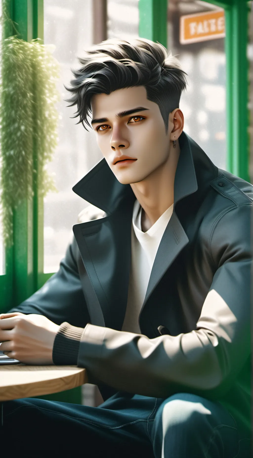 ai character: Arthur Min  background