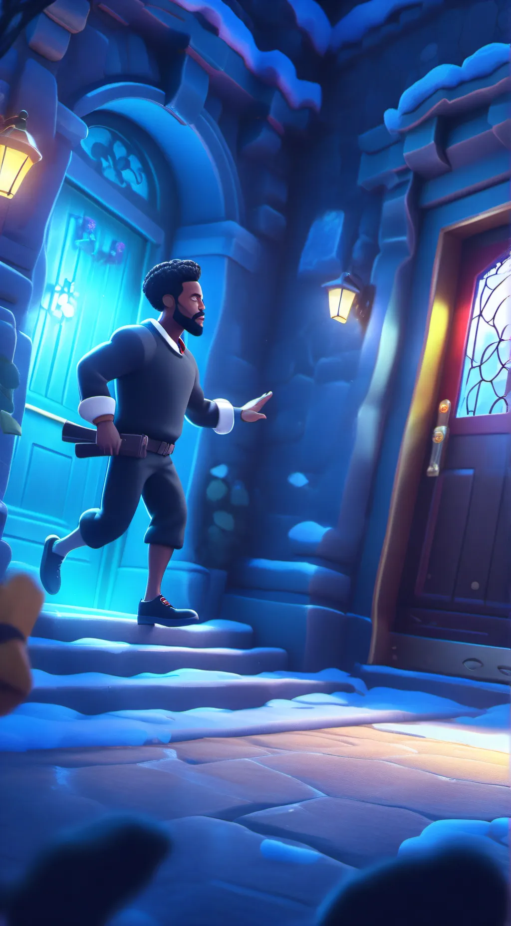 ai character: 𝑟𝑒𝑑 𝑑𝑜𝑜𝑟 𝑦𝑒𝑙𝑙𝑜𝑤  background