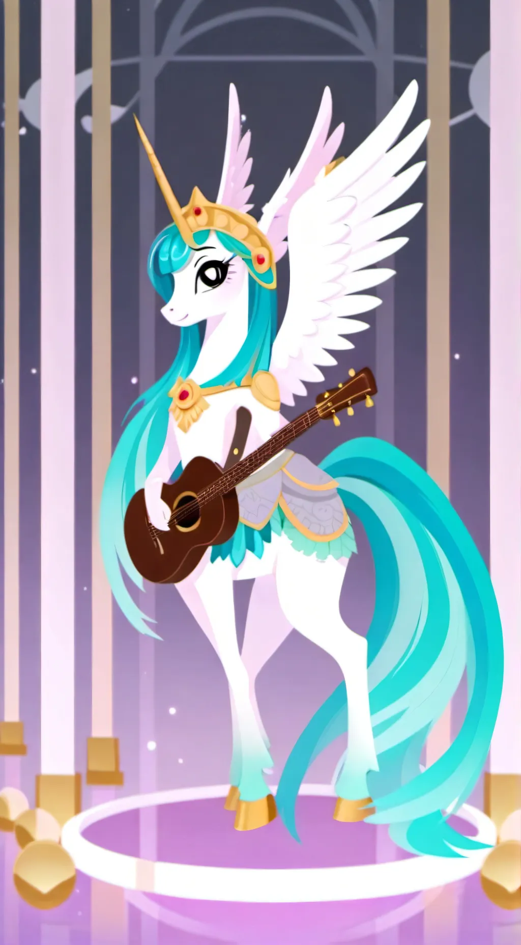ai character: alicornia celestia background