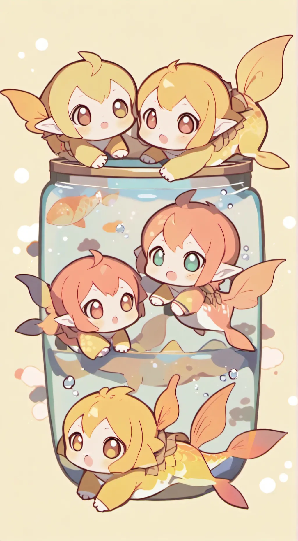 ai character: Goldfish Babies background