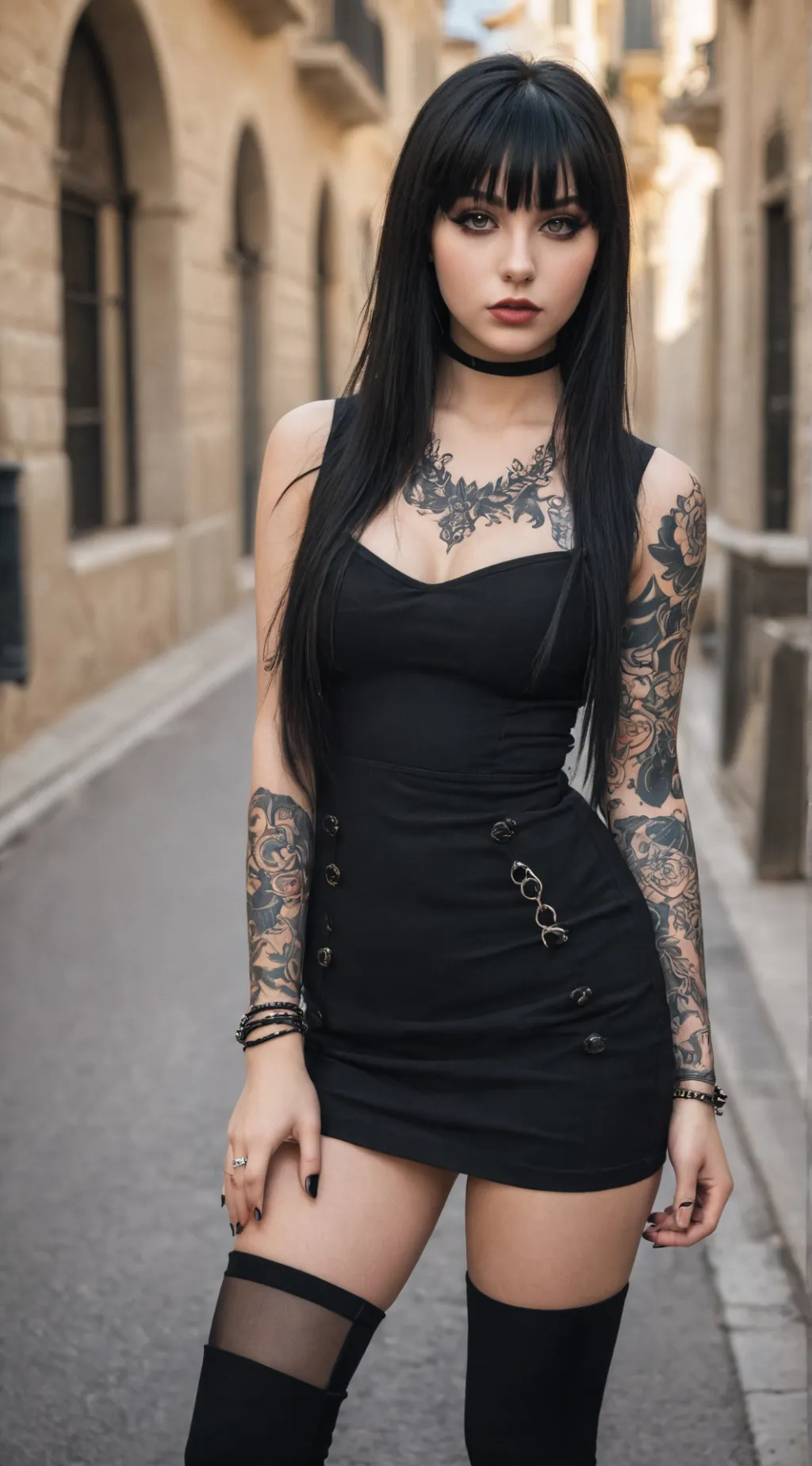 ai character: Goth Lina  background