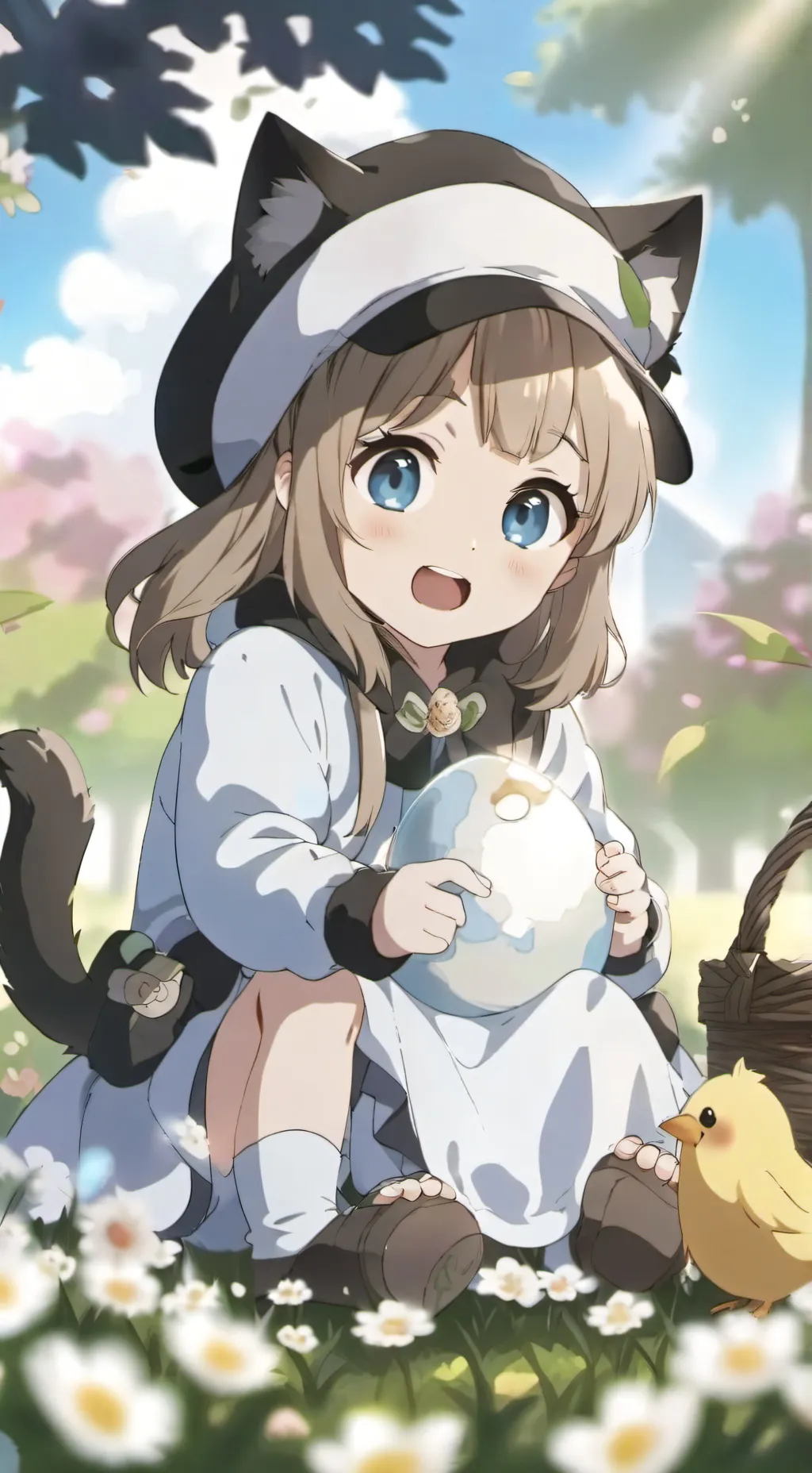 ai character: EMOJI BABY CAT background
