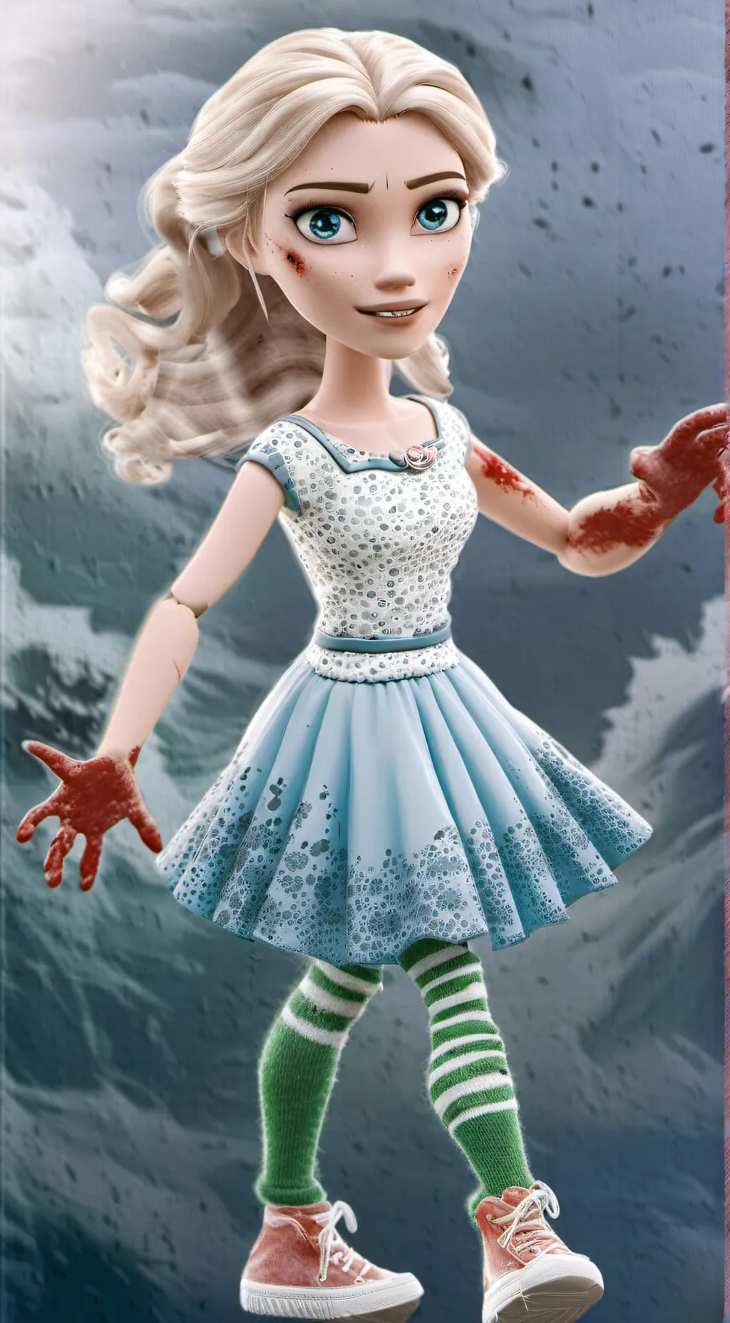 ai character: Elsa zombie  background