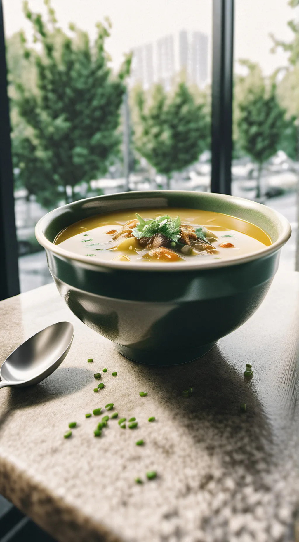 ai character: Human toe in soup background