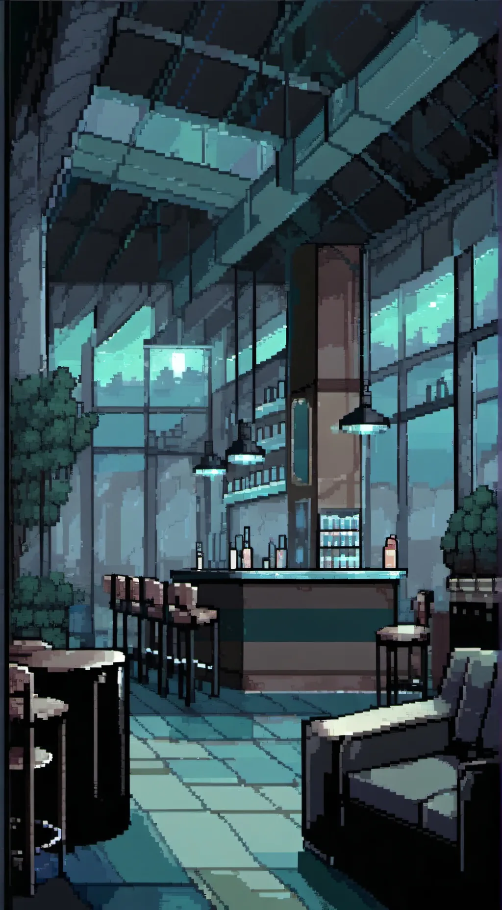 ai character: KNY go to a bar background