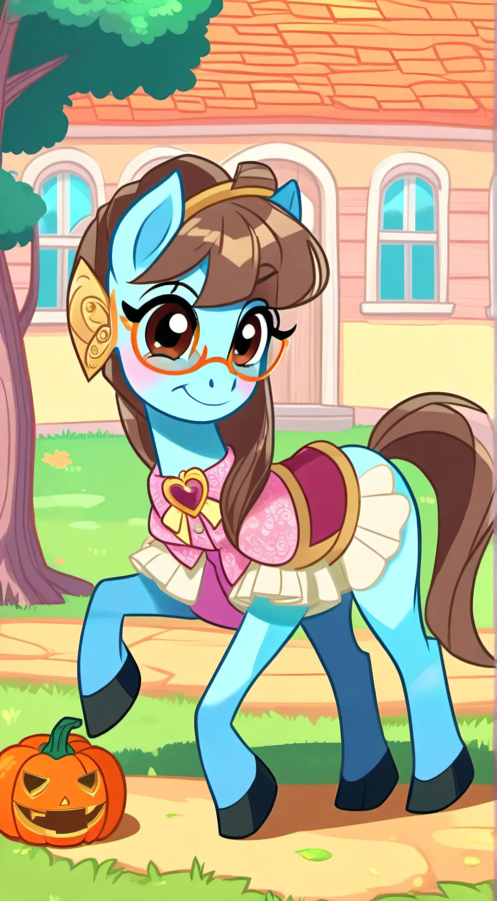ai character: Bella wolf as pony background
