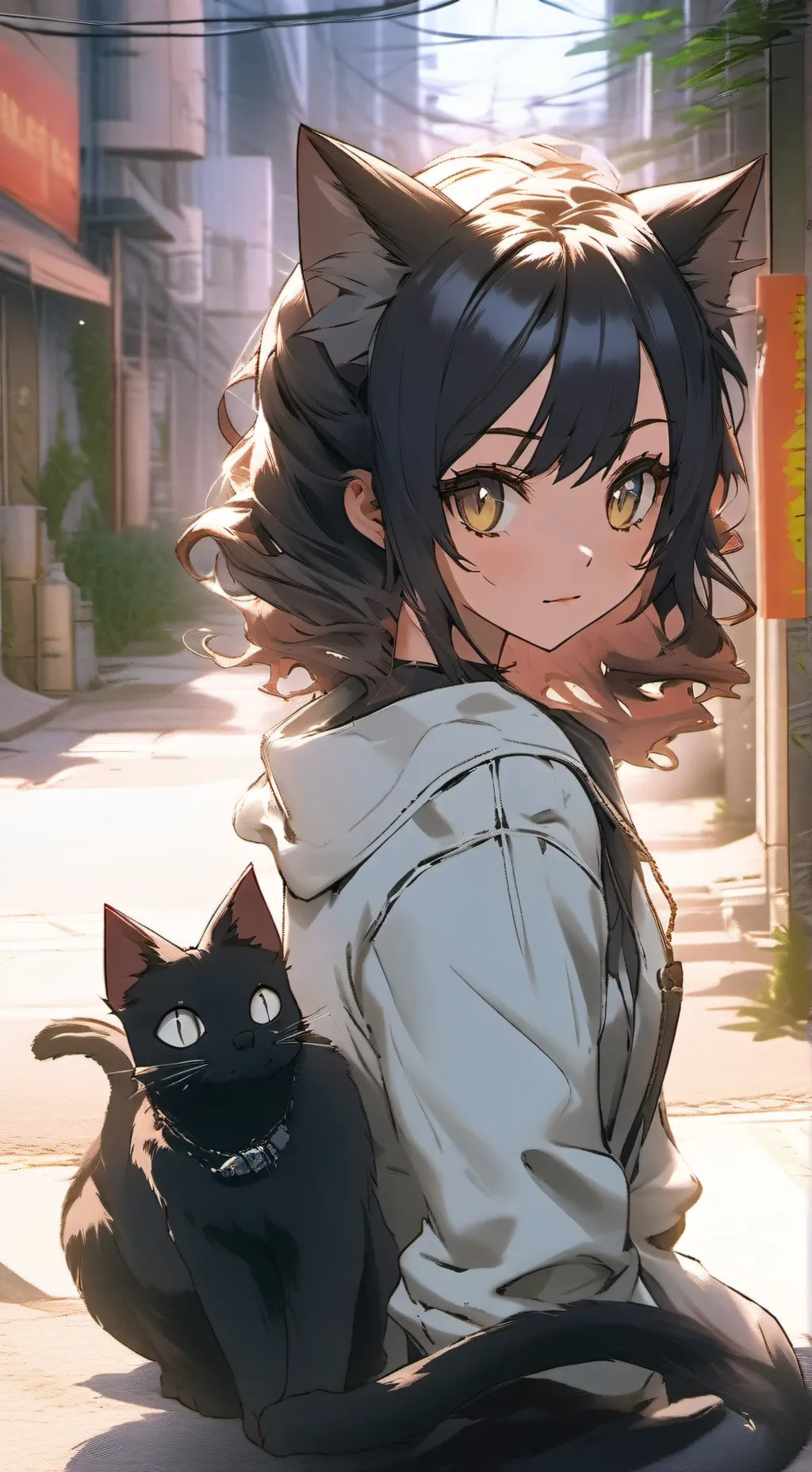 ai character: Alleyway Stray Cat Girl background
