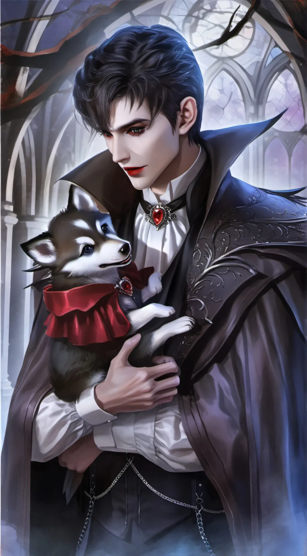 ai character: vampire with pup background