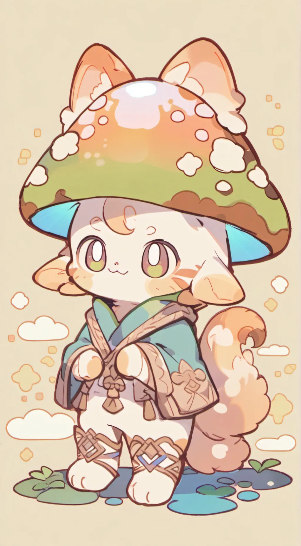 ai character: Funny shroom kitty background