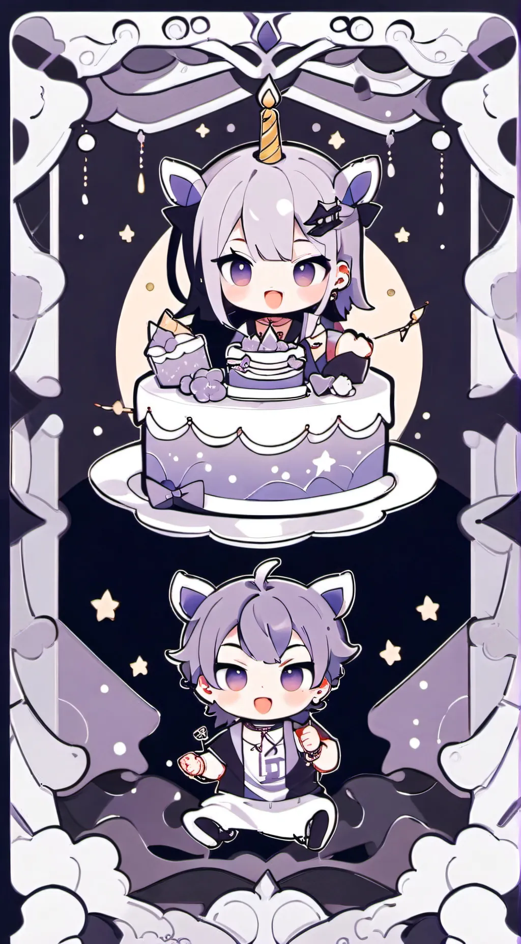 ai character: baby bara birthday background