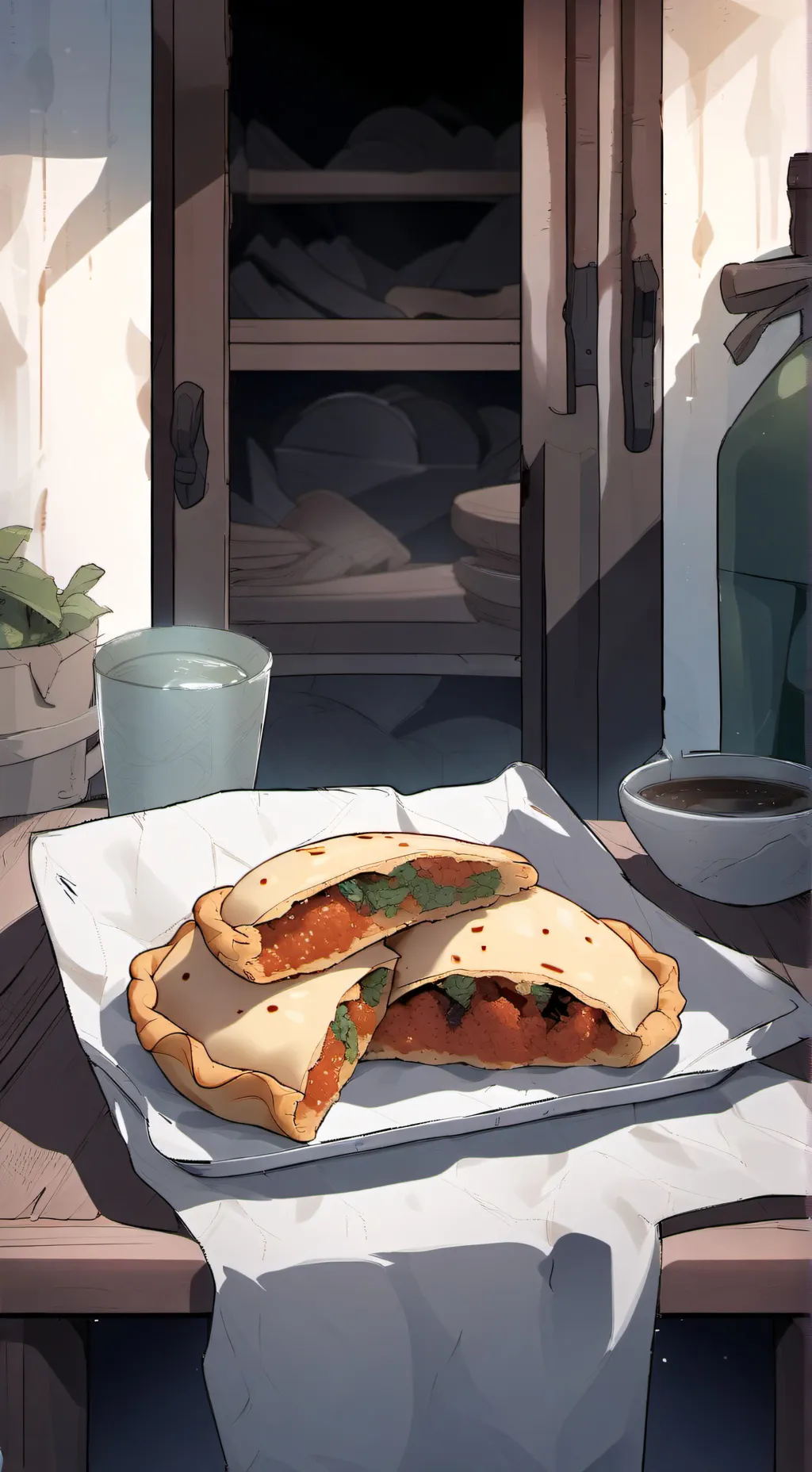 ai character: empanada  background