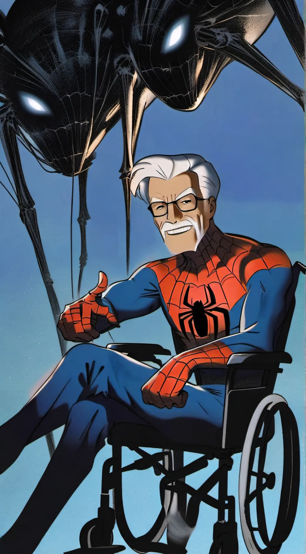 ai character: spider Grandpa  background