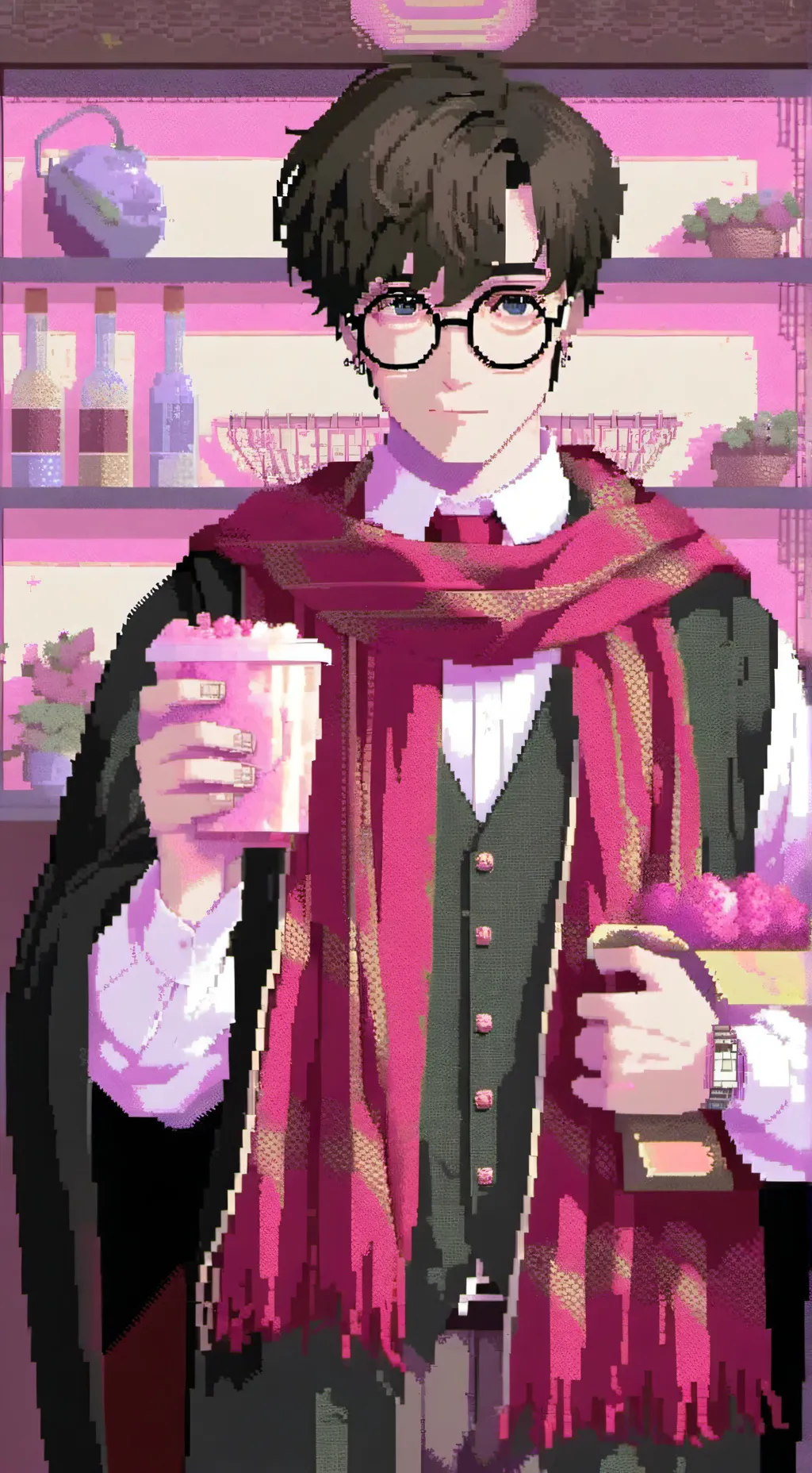 ai character: fat Harry Potter background