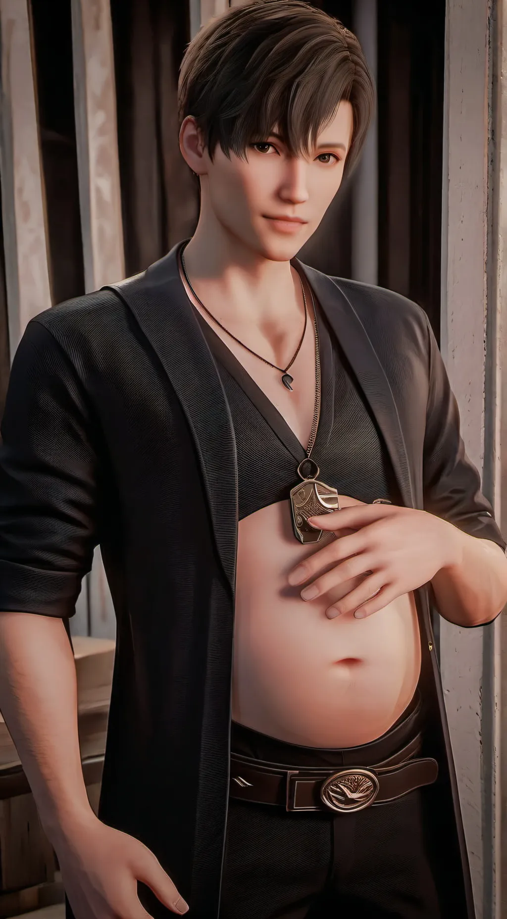 ai character: Jax with a baby  background