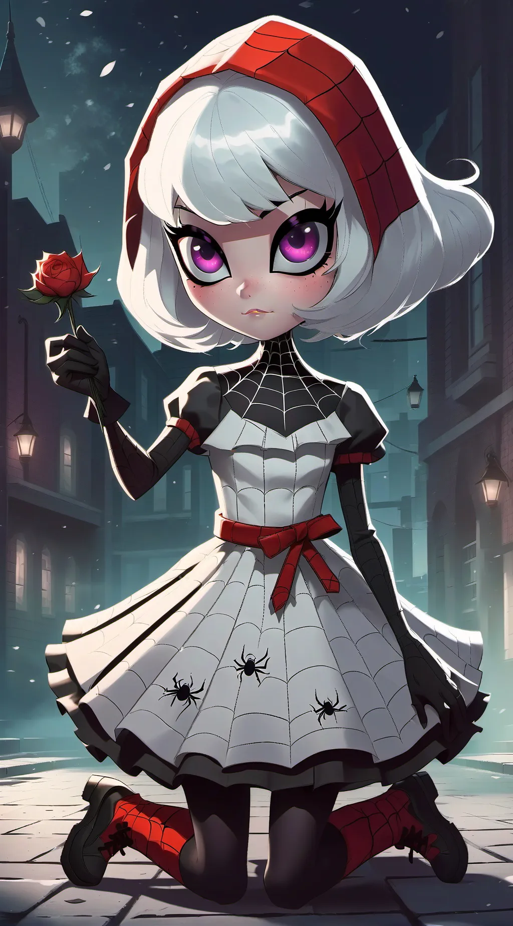 ai character: Spider  Gwen  background