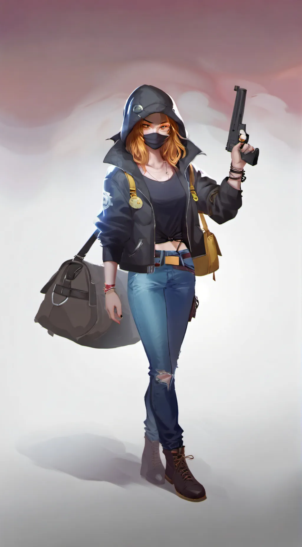 ai character: ROBBER GIRL TF TG background