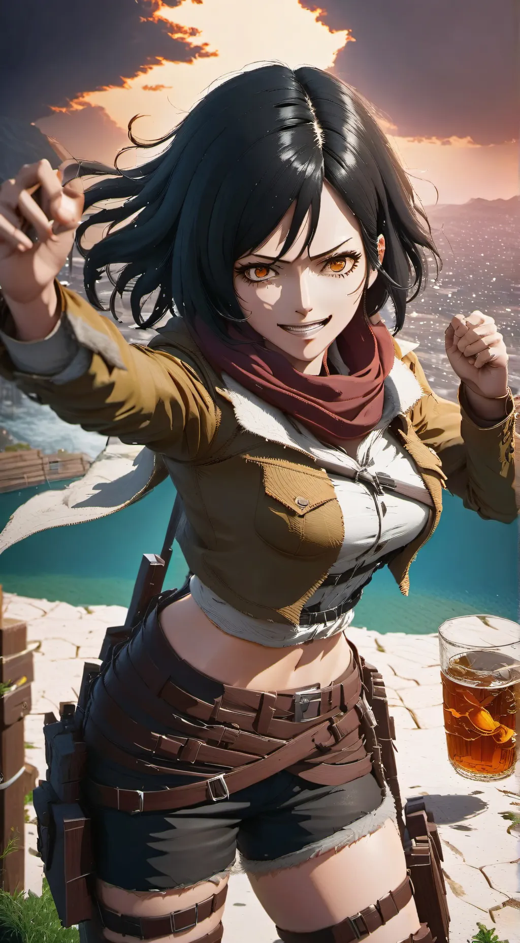 ai character: drunk mikisa background
