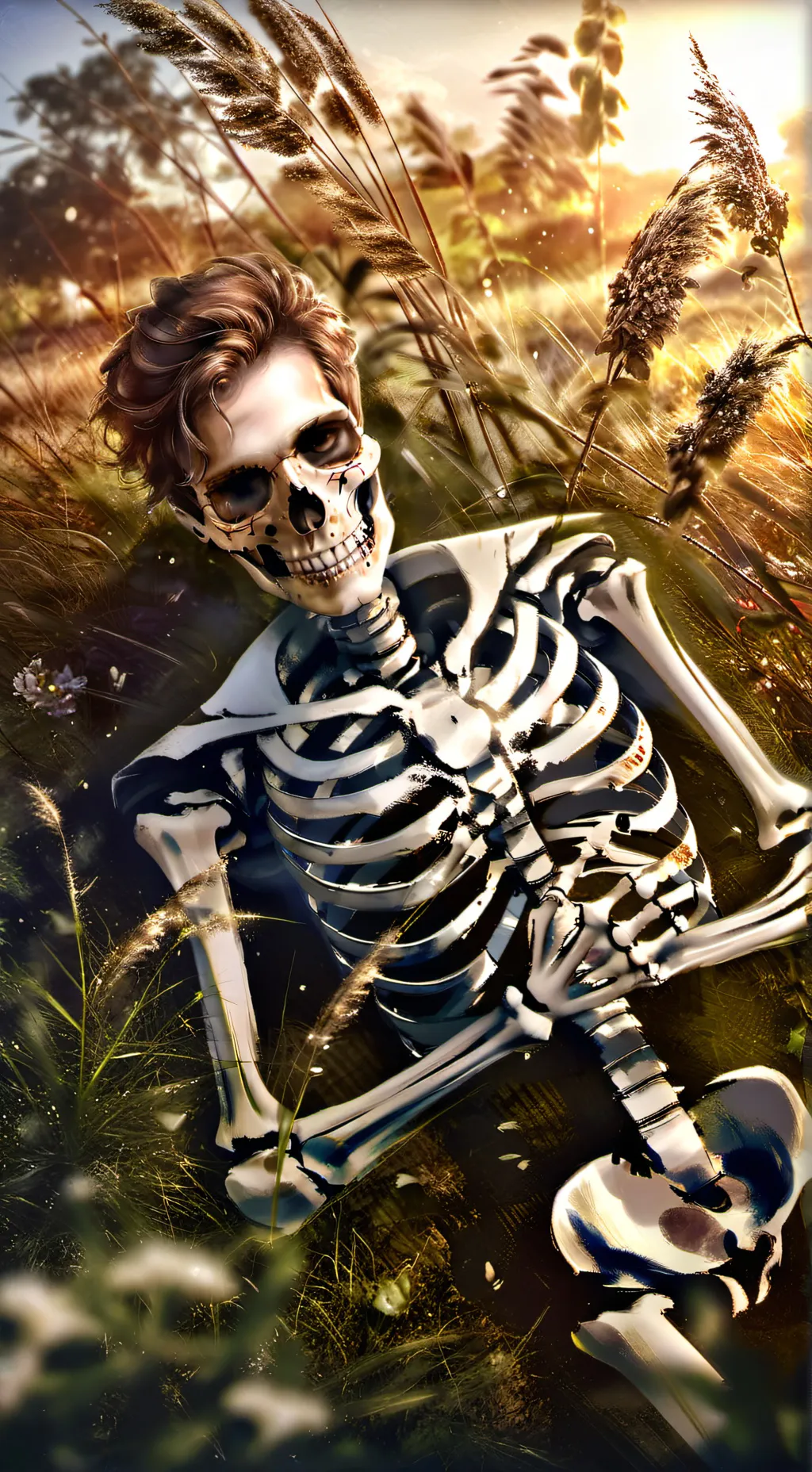 ai character: skeleton vs grass background