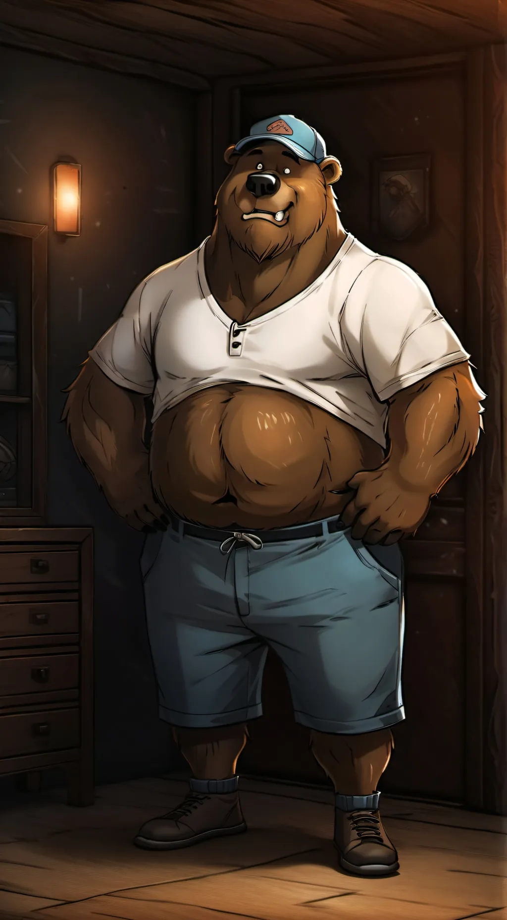 ai character: Coach Bear background